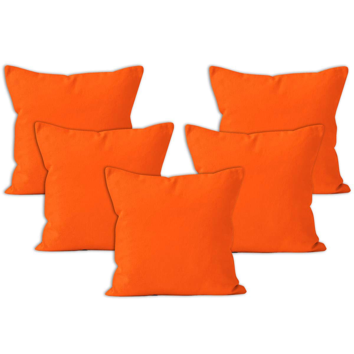 Encasa Xo Throw Pillow Covers 12X12 In Set Of 5 Orange | No Inserts | Cotton Pillow Covers For Living Room, Bed, Sofa, Couch | D