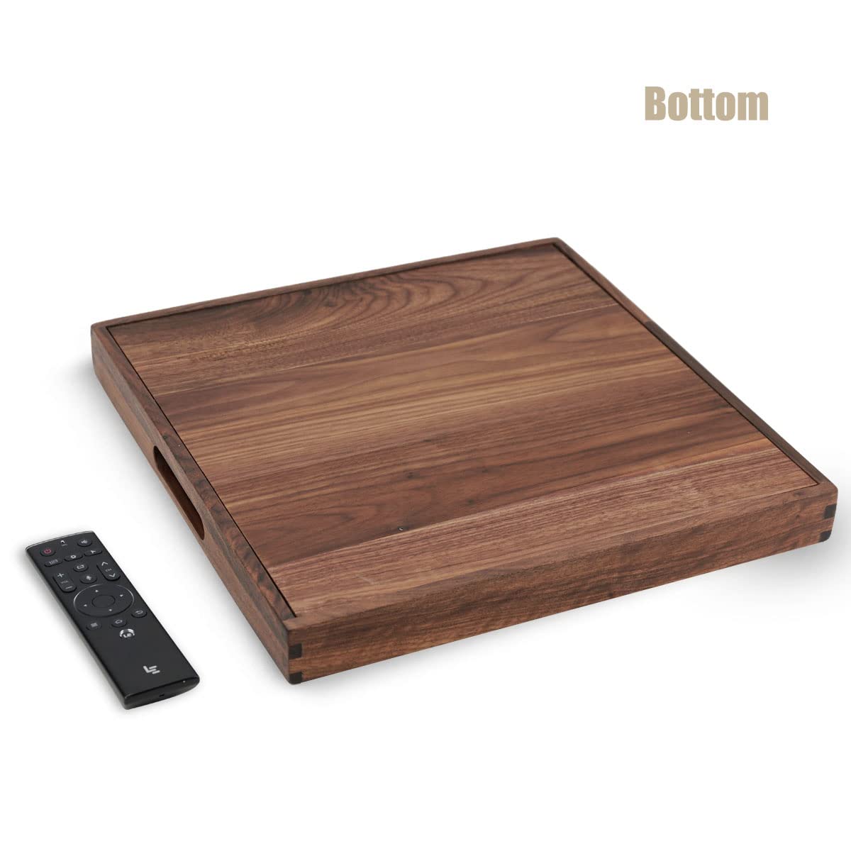 Magigo 15 X 15 Inches Medium Square Black Walnut Wood Ottoman Tray With Handles, Serve Tea, Coffee Classic Wooden Decorative Ser