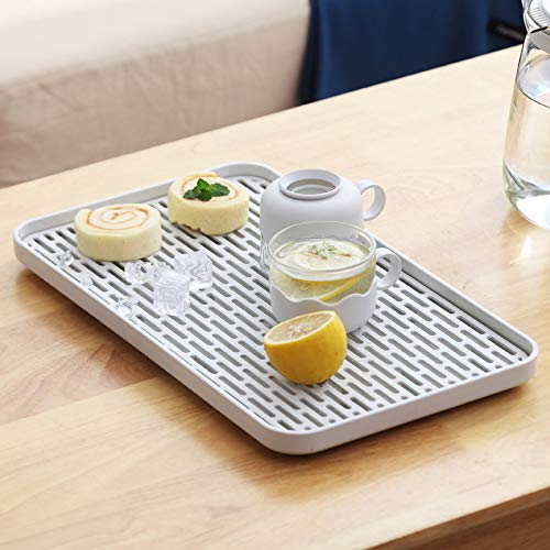 Bonilve Small Cup & Dish Drying Rack Kitchen, Drain Board For Kitchen Sink, Dish Drain Tray-White With Drainboard Large Enough F