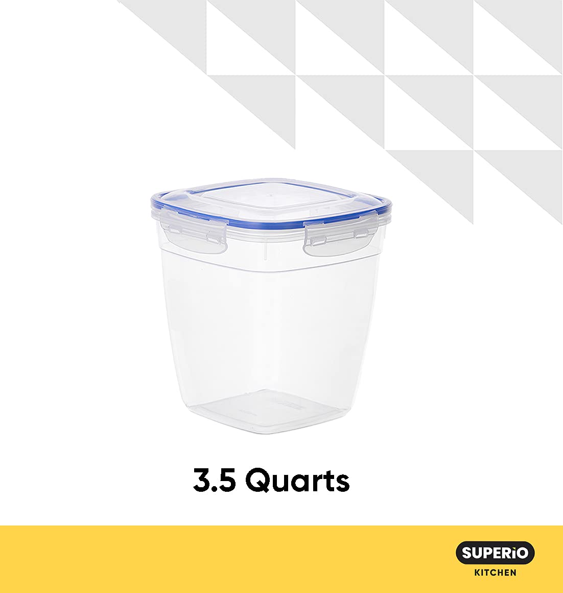 Superio Airtight Food Storage Container With Leakproof Lid, 112 Oz, Clear