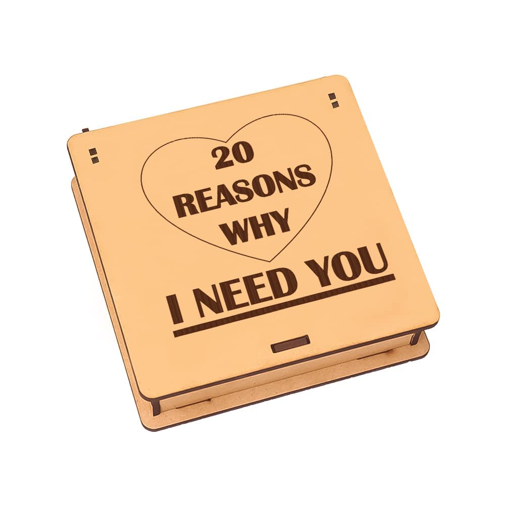 Giftmebazar 20 Reasons Why I Need You Wooden Message Box | Best Gift For Valentine Day | Gift For Loveable Person | Anniversary 