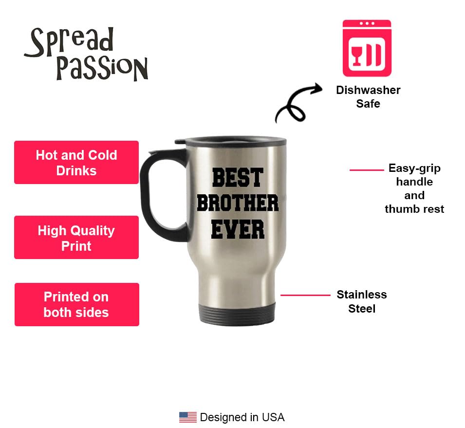 Brother Travel Mug, Best Brother Ever Mug, 14Oz Stainless Steel Tumblers, Gift For Brother, Brother Basket Gift Idea, Brother Ba