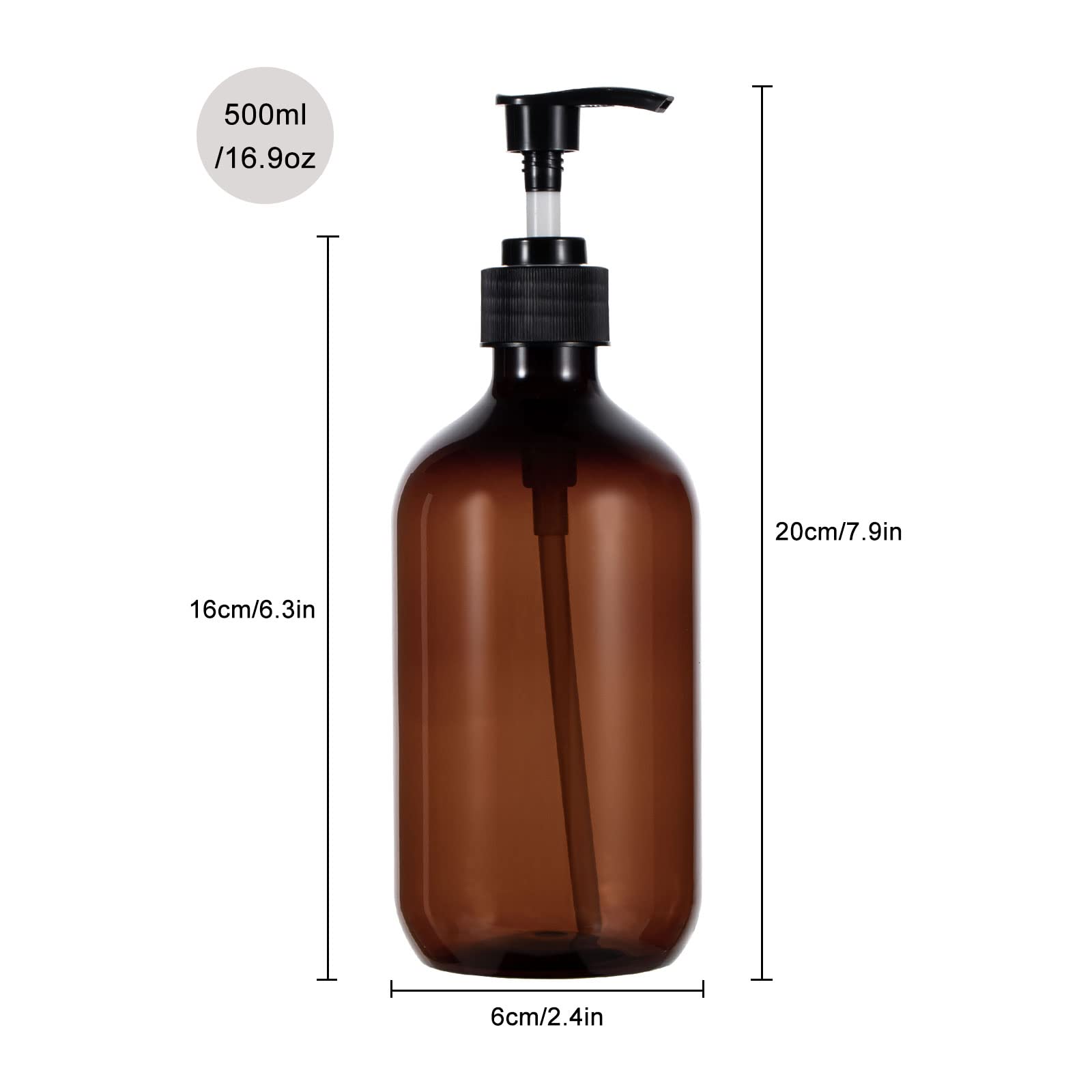 sdoot Shampoo Bottles with Pump  17oz Refillable Amber Plastic Pump Dispenser Bottle for Soap Shampoo Conditioner  2 Pack