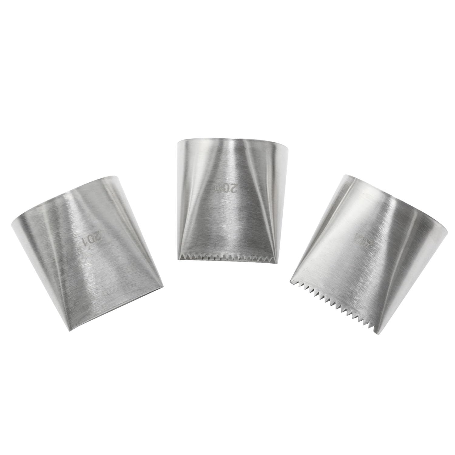 Fengxiaomin-3Pcs 304 Stainless Steel Icing Piping Nozzles Ribbon Pastry Tips 3 Different Shapes Of Nozzles Pastry Fudge Cakfe To
