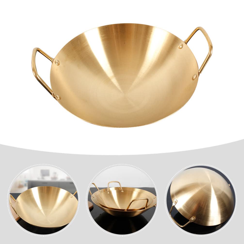 Hemoton Korean Food Ramen Noodle Pot With Handle Frying Pan Stainless Steel Ramyun Cooker For Cooking Soup Pasta Stew Gold