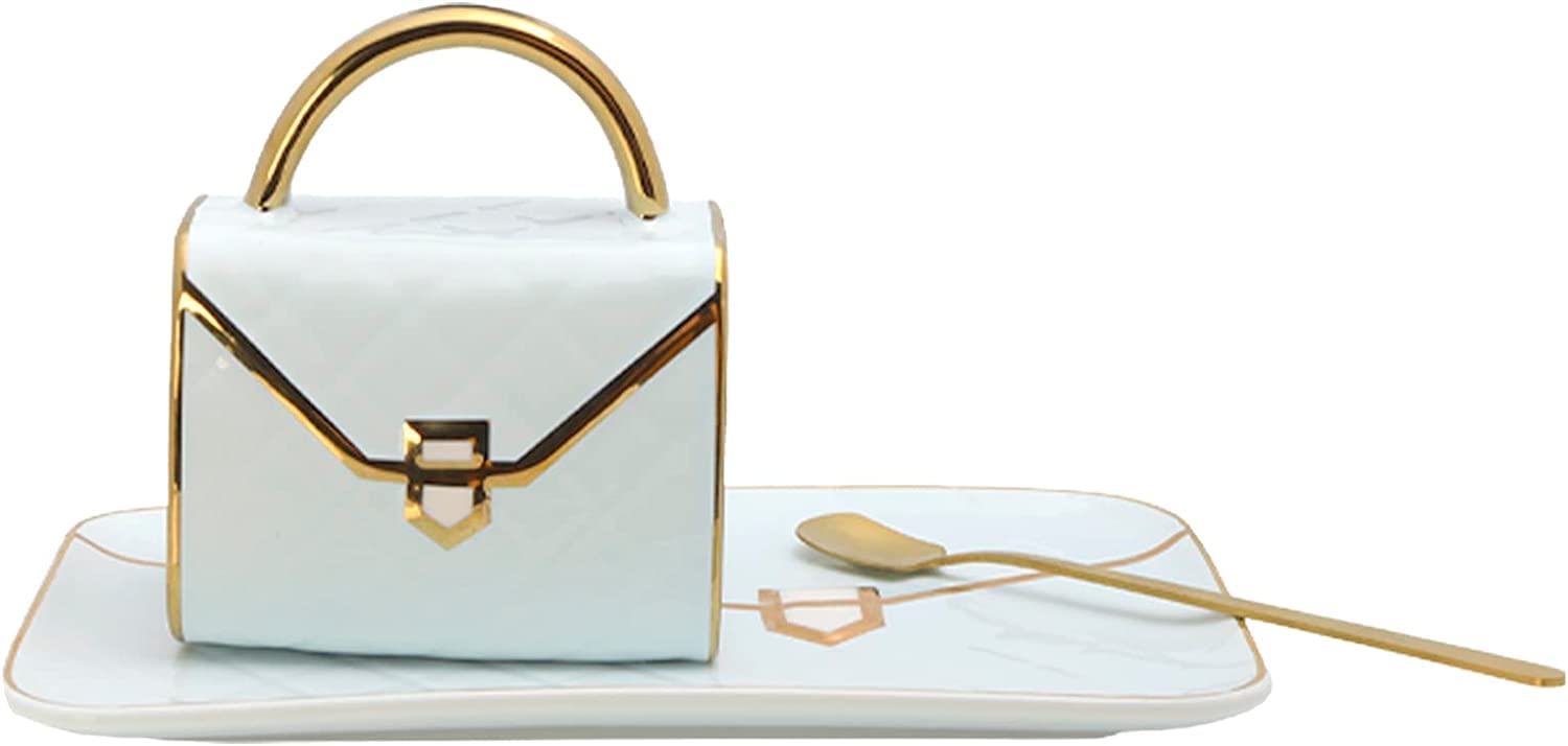 Ynsfree Handbag Shaped Ceramic Coffee Mugs Set Tea Cup Back To School Supplies Coffee Bag Shaped Mug And Saucer Set With Spoon F