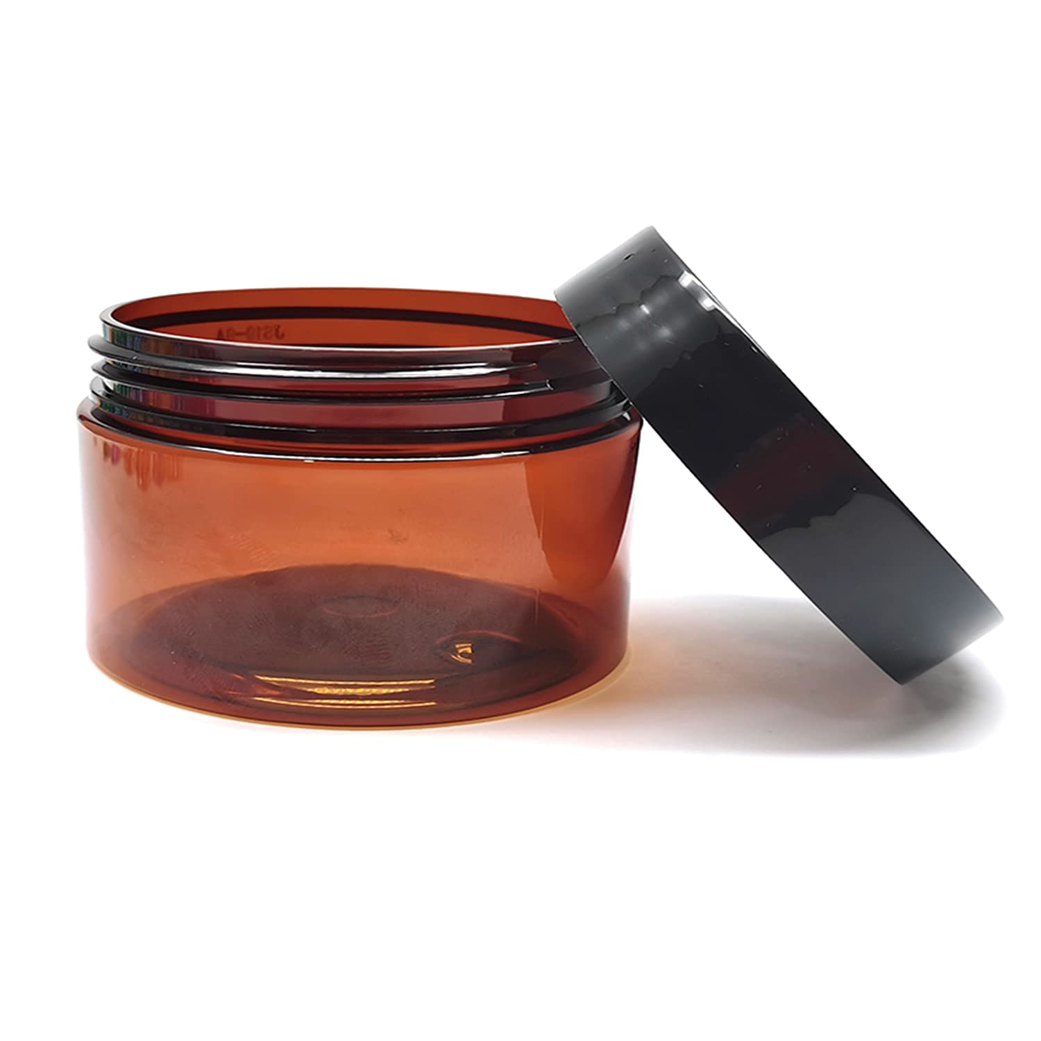 4 Oz Amber Plastic Cosmetic Jars Leak Proof Container With Black Lid For Cream, Lotion, Powder, Ointment, Beauty Products Etc, 1