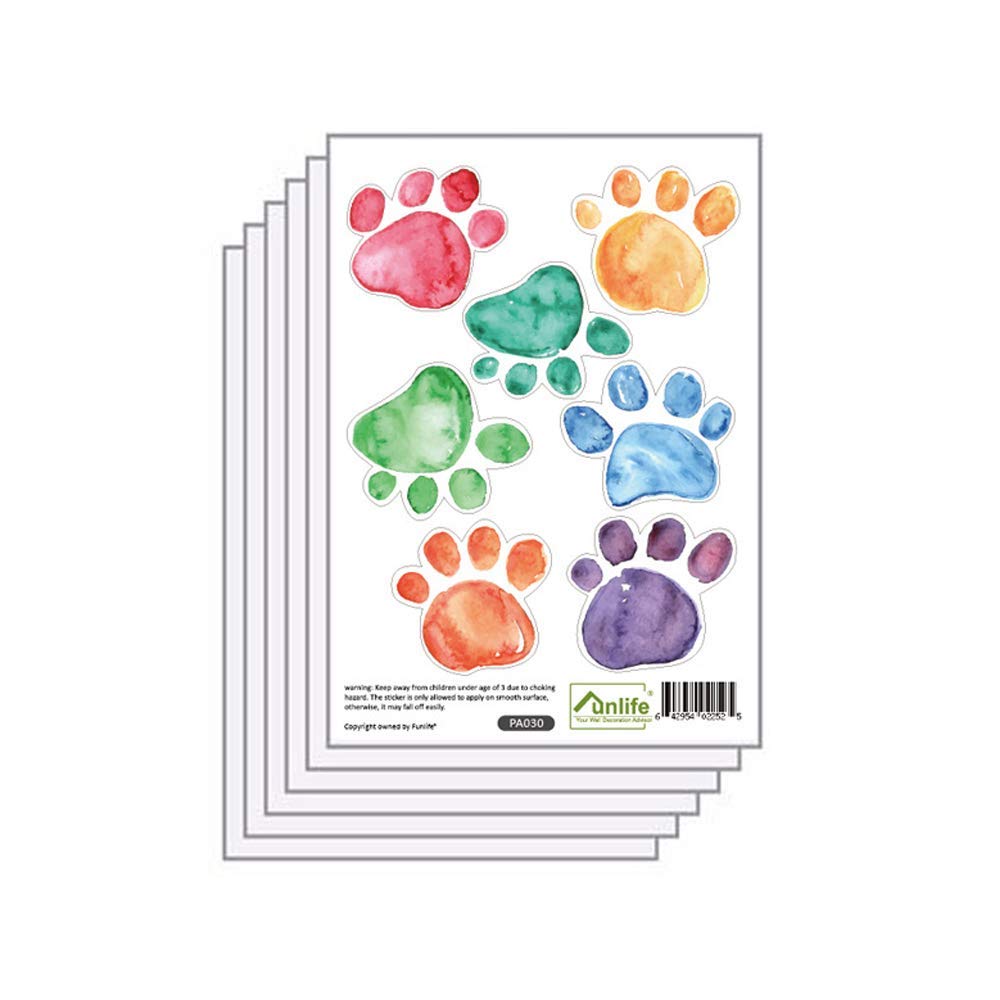 42 Pcs Colorful Hand Painted Dog Paw Stickers Prints For Wall, Floor Decals, Classroom Home Party Decoration, Home Kid'S Room Cr