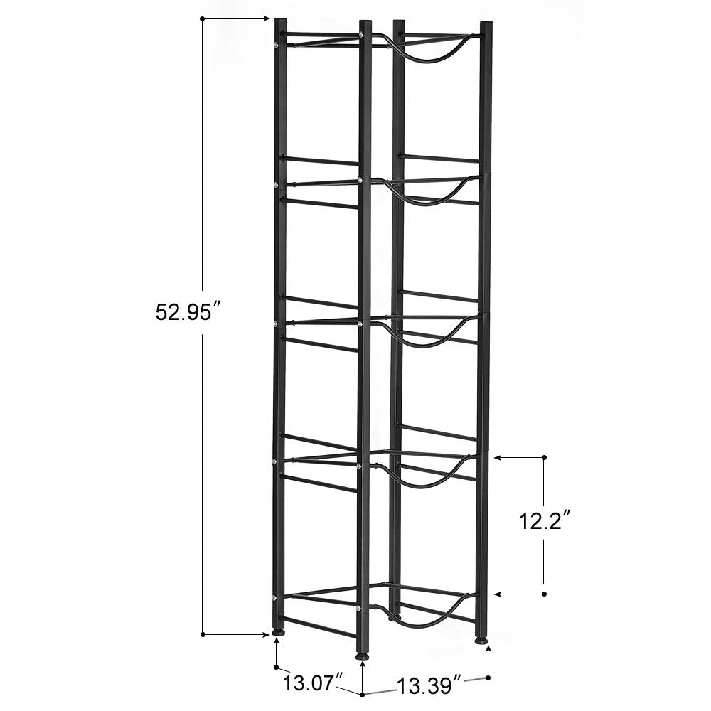 LIANTRAL 5 Gallon Water Jug Holder  Heavy Duty Water Rack Freestanding Water Bottle Organizer for Home Office  5 Tiers  Black