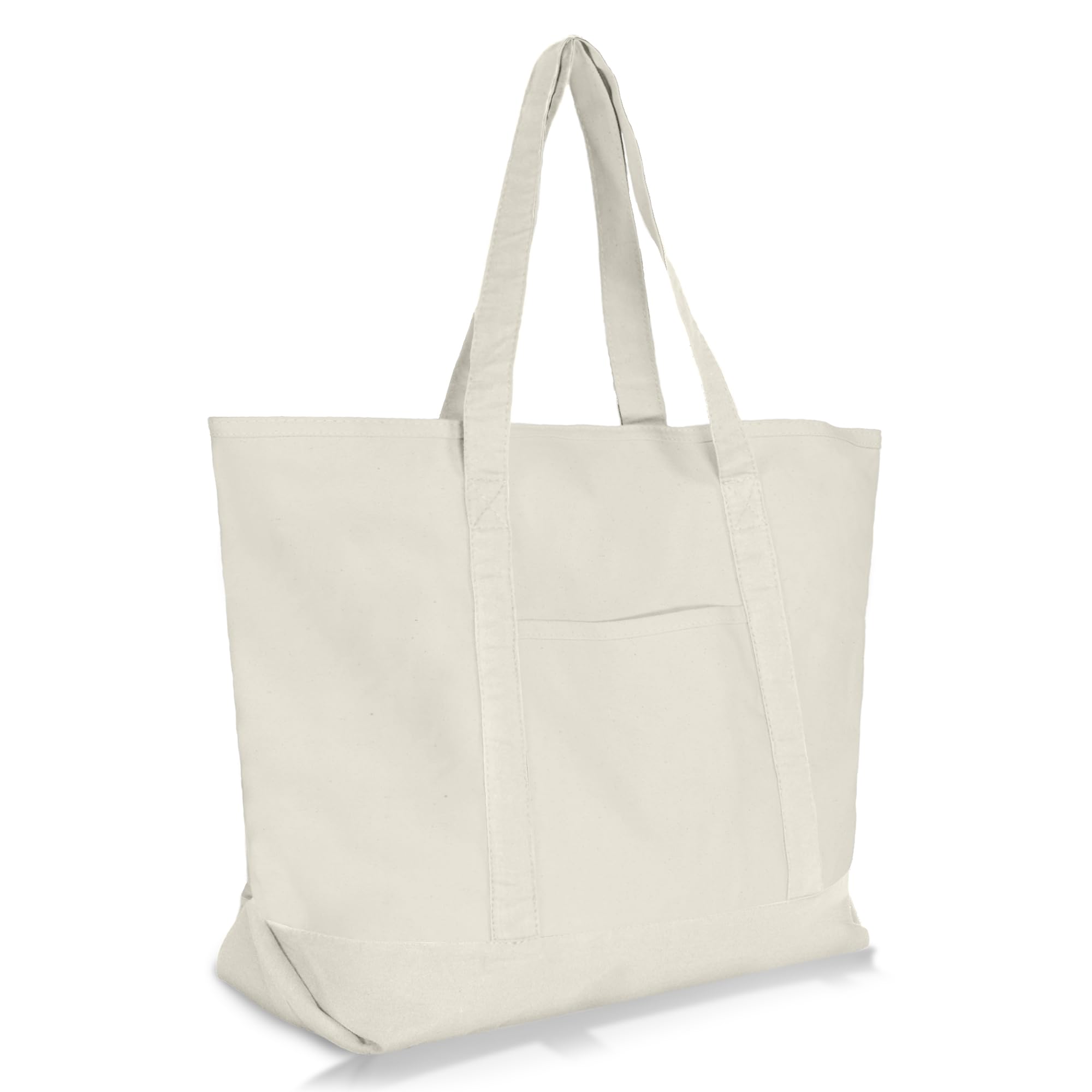 Dalix 22'' Large Cotton Canvas Zippered Shopping Tote Grocery Bag In Natural
