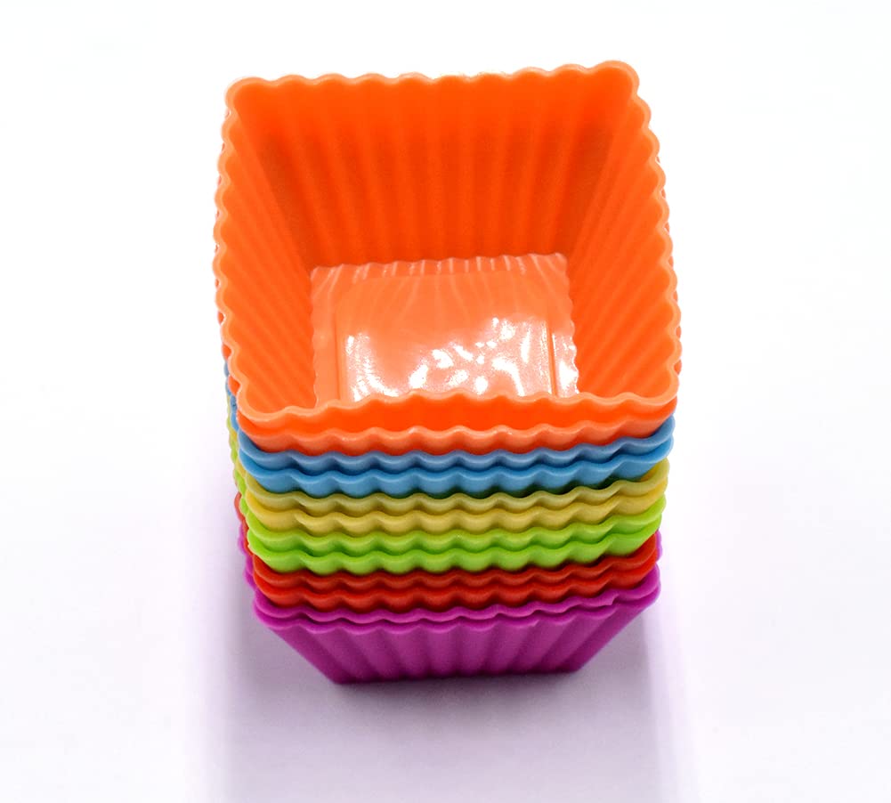 12Pcs Silicone Mini Reusable Muffin Baking Cup Small Cupcake Holders Random Color Silicone Cupcake Liners Pastry Dessert Cups No