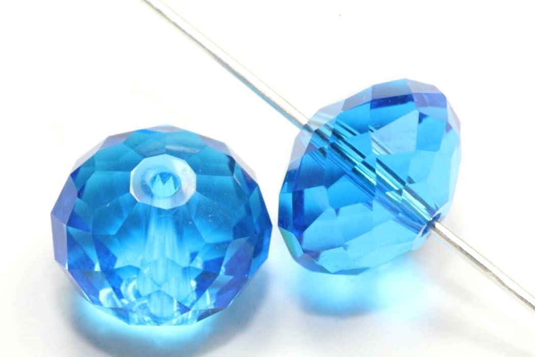 100Pcs Adabele Austrian 10Mm Faceted Rondelle Crystal Beads Capri Blue Spacer Compatible With 5040 Swarovski Crystals Preciosa S