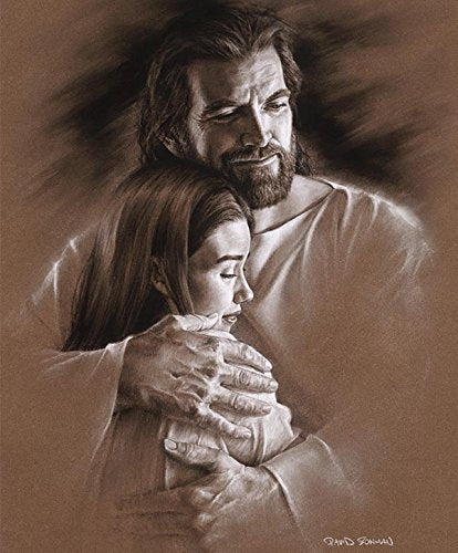 David Bowman Peace Wall Art Print Jesus Christ Hugging Child Religious Spiritual Christian Fine Art (3X4 Pack Of 10)