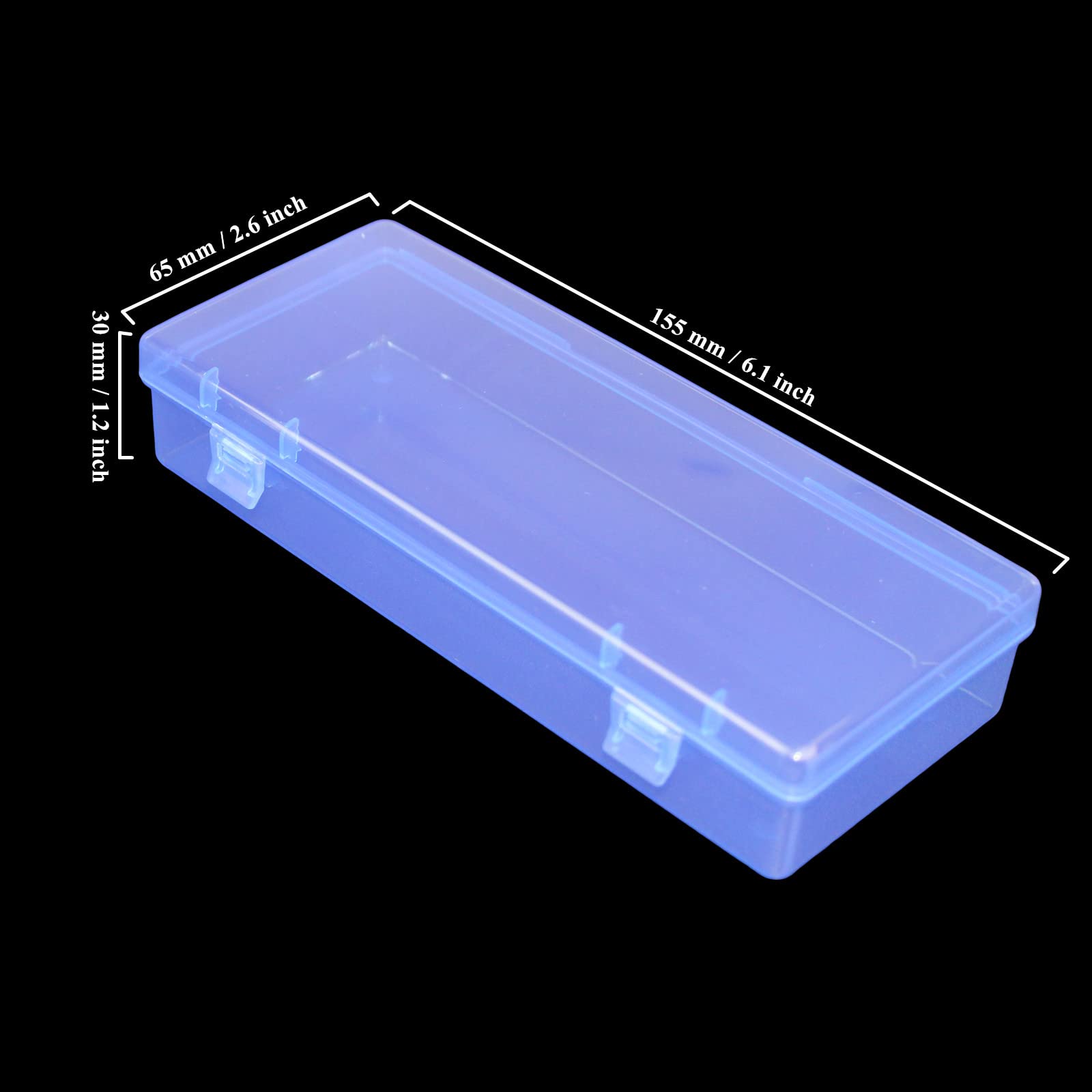 Ljy 10 Pieces Rectangular Empty Mini Clear Plastic Organizer Storage Box Containers With Hinged Lids (6.1 X 2.6 X 1.2 Inch, Blue