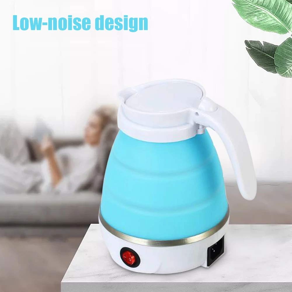 Updateclassic Travel Portable Foldable Electric Kettle, 0.6L Small Collapsible Hot Water Boiler For Coffee Tea (Blue)