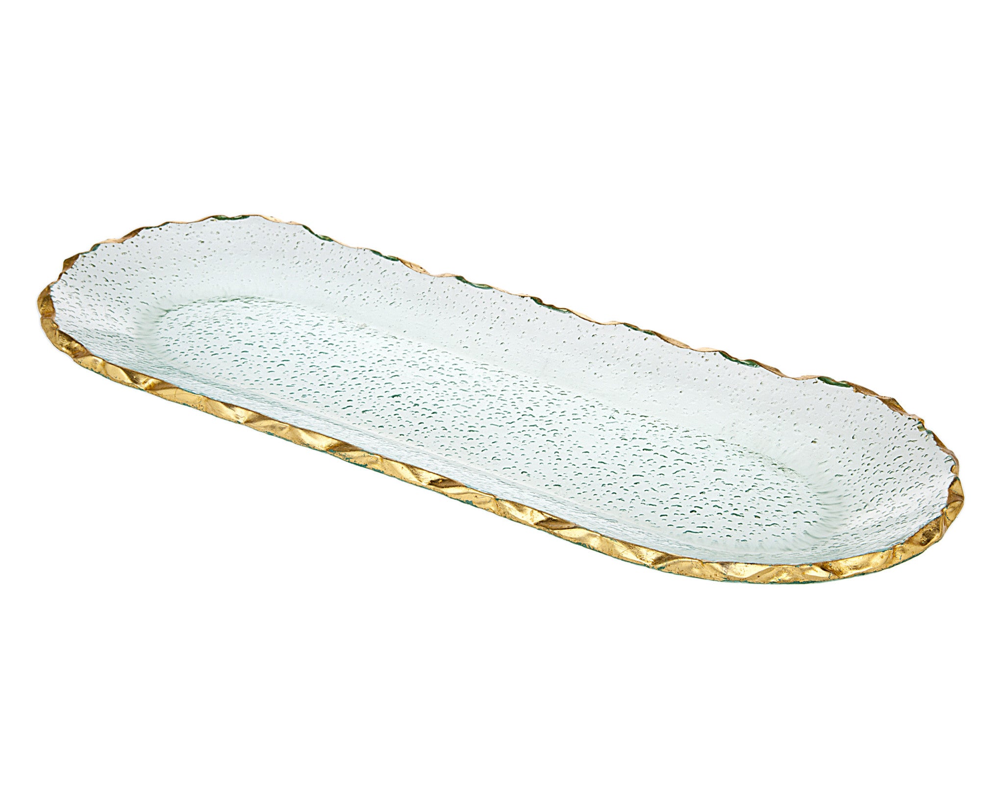 18 Clear and Gold Oval Crystal Serving Tray