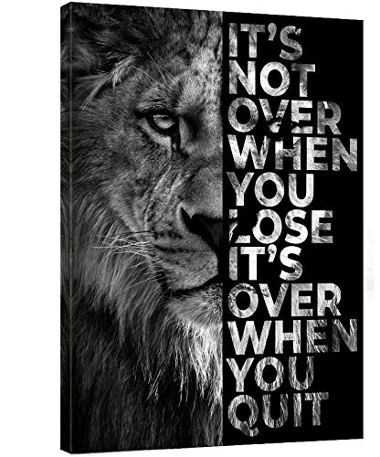 Lion Inspirational Wall Art Entrepreneur Quotes Its Not Over When You Lose Canvas Posters -Motivational Lion Canvas Print Frame