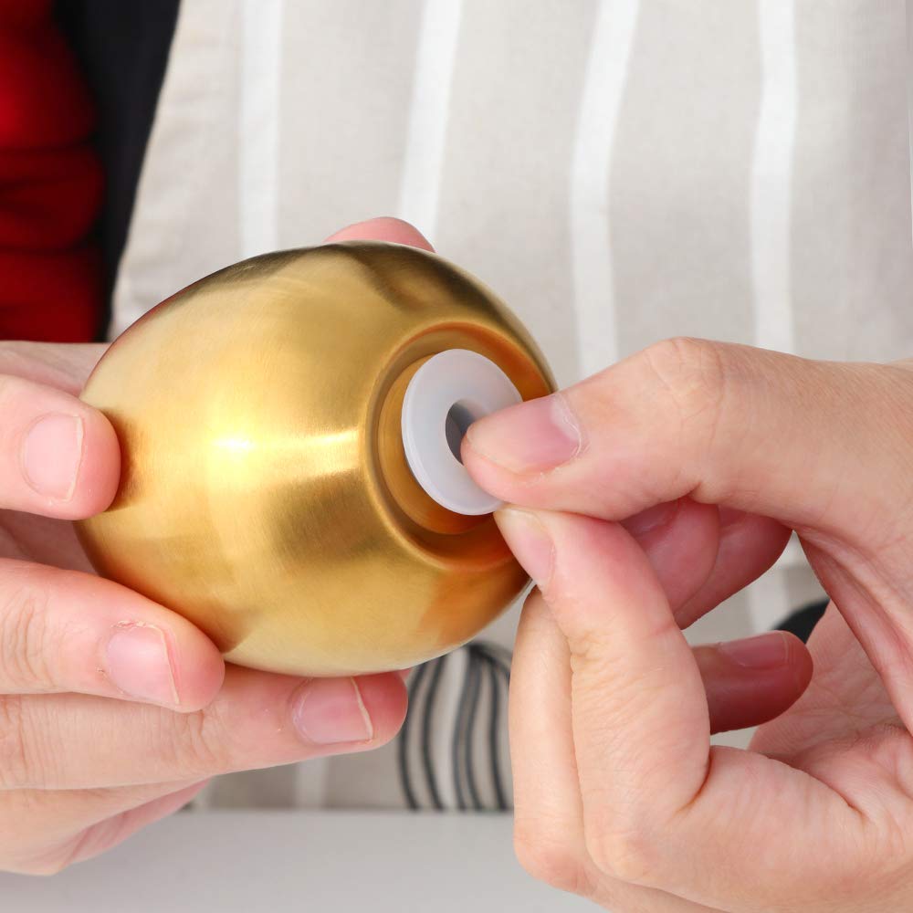 2-Piece Set Gold Salt Pepper Shakers, Cute Egg Shape Stainless Steel Condiment Jar For Home And Kitchen Utensils, Comfortable An