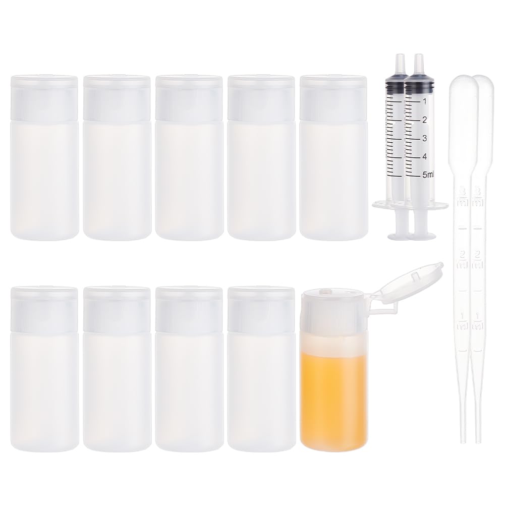 Benecreat 10 Pack 1Oz Travel Bottles Small Travel Tubes Plastic Flip Cap Sample Bottle Refillable Travel Bottles For Makeup, Liq
