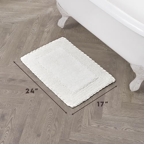 Laura Ashley Ruffle Cotton 17'' X 24'' Bath Rug, White