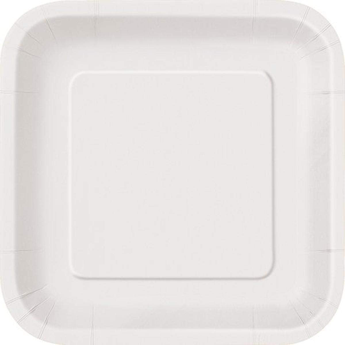 White Square Disposable Paper Dessert Plates - 7'', 16 Pieces - Perfect For Parties, Weddings, Holidays & More
