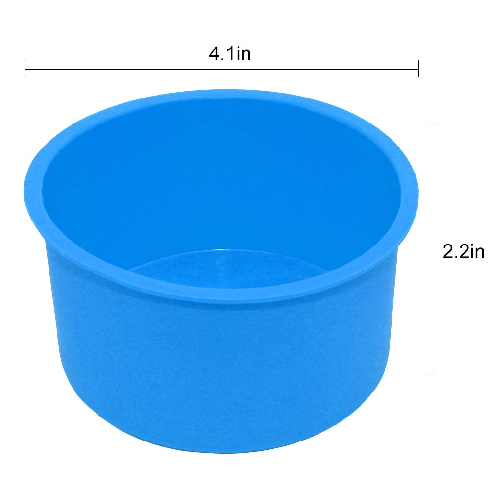 Staruby Silicone Mini Round Cake Molds, 4 Inch, Blue, Reusable, Non-Stick, Microwave, Oven, Freezer Safe