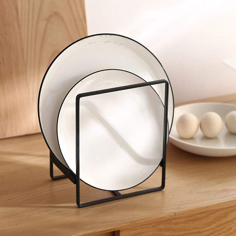 Mingfanity 2Pcs Plate Holders Organizer , Metal Dish Storage Dying Display Rack For Cabinet, Counter And Cupboard - Black