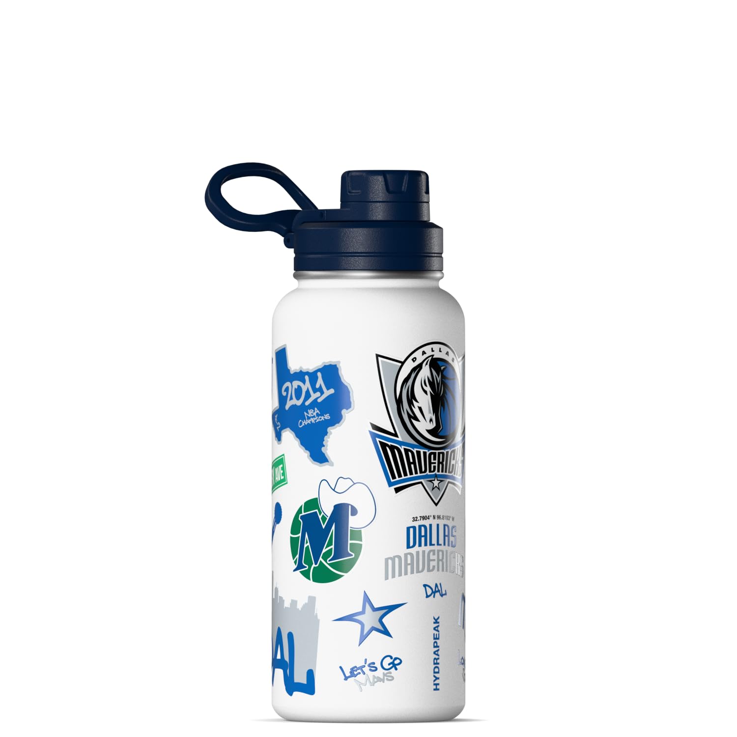 Hydrapeak x NBA Officially Licensed Dallas Mavericks 32 oz Active Water Bottle with Chug Lid Reusable Stainless Steel Double Wal