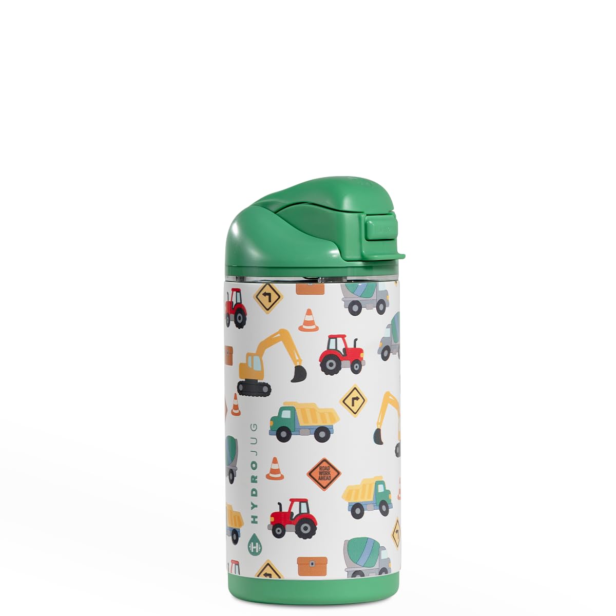 HydroJug Ease2o 14oz Kids Insulated Stainless Steel Water Bottle, Dual Straw & Chug Lid, Leak-Resistant Locking Lid, Vented Cap,