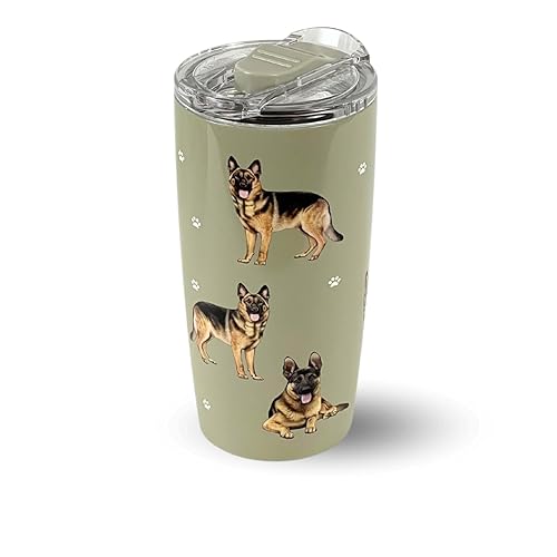 German Shepherd Serengeti 16 Oz Stainless Steel, Vacuum Insulated Tumbler With Spill Proof Lid - 3D Print - Insulated Travel Mug