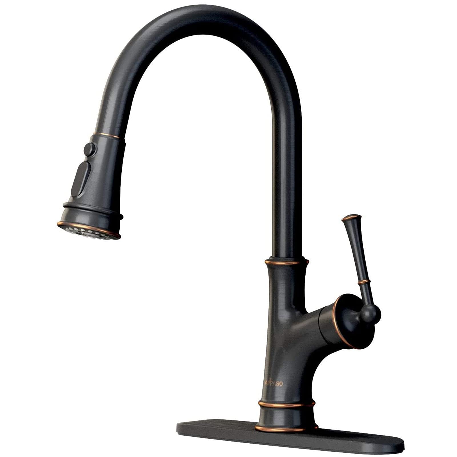 Appaso Kitchen Faucet With Pull Down Sprayer, Oil Rubbed Bronze Single-Handle High Arc Single Hole Pull Out Kitchen Sink Faucets