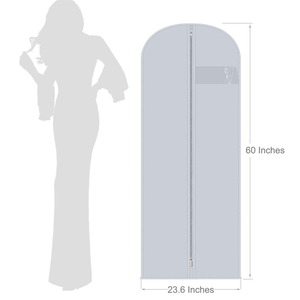 60-Inch Extra Long Garment Bags (3-Pack) - Heavy-Duty Peva Suit & Dress Covers With Metal Zipper, Clear Window, Foldable For Clo