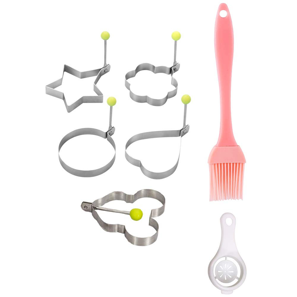 5Pcs Set Fried Egg Rings Mold Non Stick For Griddle Pan, Egg Shaper Pancake Maker With Handle, Stainless Steel Egg Form For Fryi