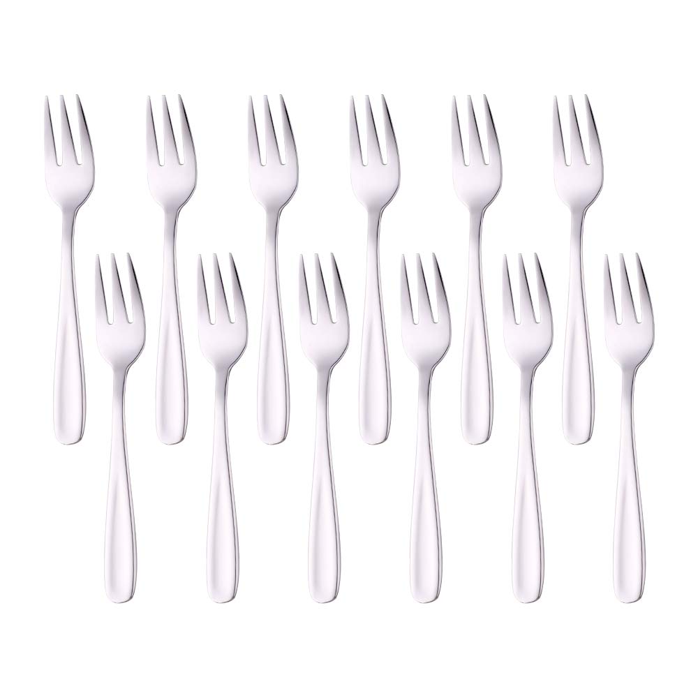 3-Tine Mini Small Forks Set 5.3-Inch Appetizer Fruit Forks Buy&Use High-Quality Stainless Steel 12 Pcs Silverware Mirror Polish