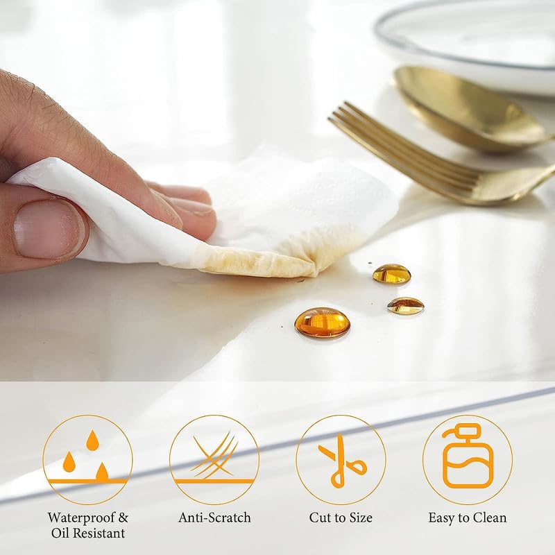 Deep Dream 2.0mm Clear Desk Cover Protector, 24  55 Inch Clear Desk Cover, Rectangular Vinyl Desk Pad, PVC Plastic Table Cover f