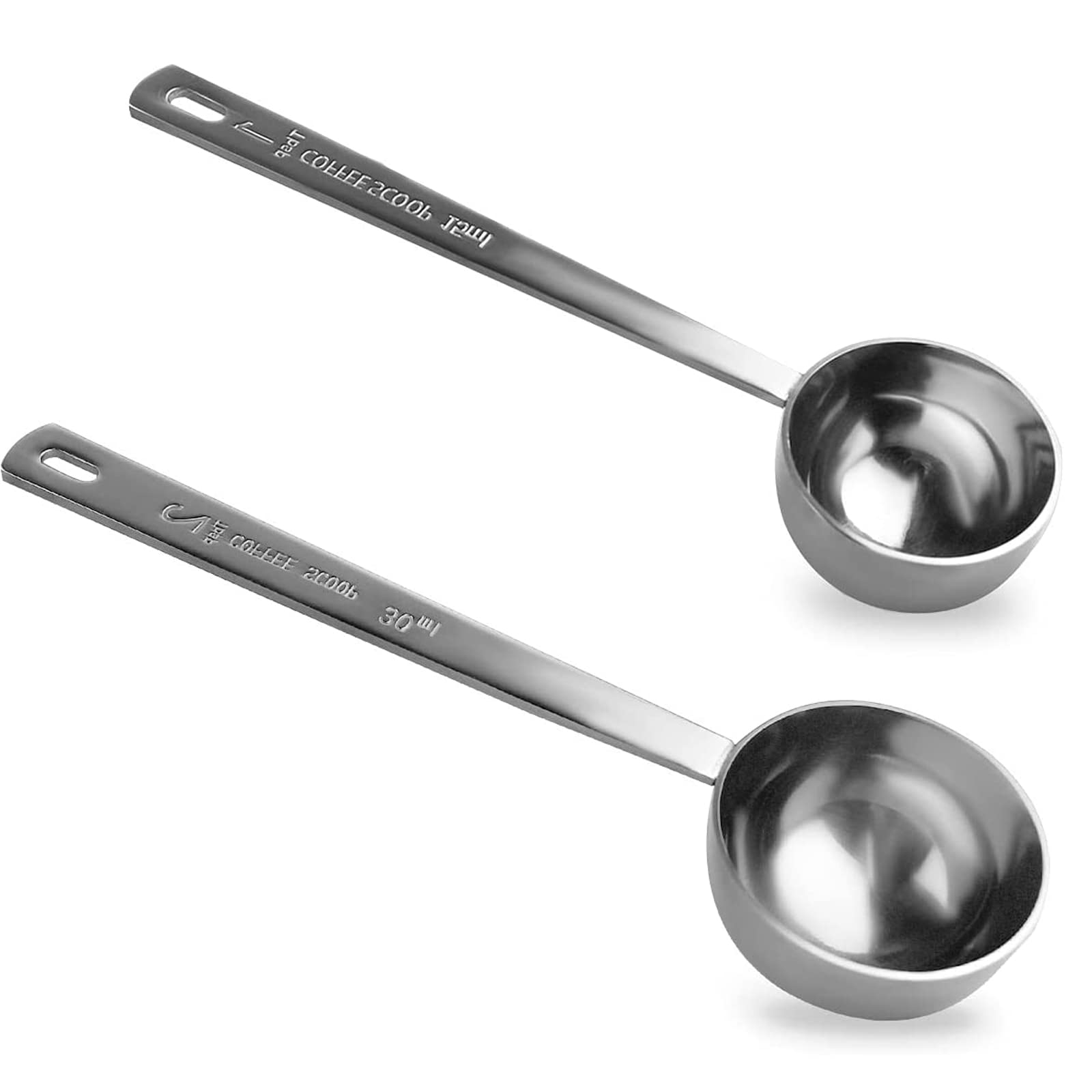 2 Pack Coffee Scoop, Tablespoon Measure Spoon Contains 1 Tablespoon (15Ml) And 2 Tablespoons (30Ml), Stainless Steel Long Handle