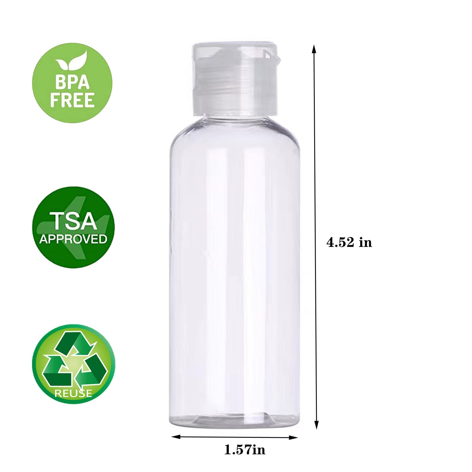 Dnsen 5 Pack 3.4Oz Empty Plastic Travel Bottles For Toiletries Tsa Approved Leak Proof Squeezable Travel Size Containers Travel