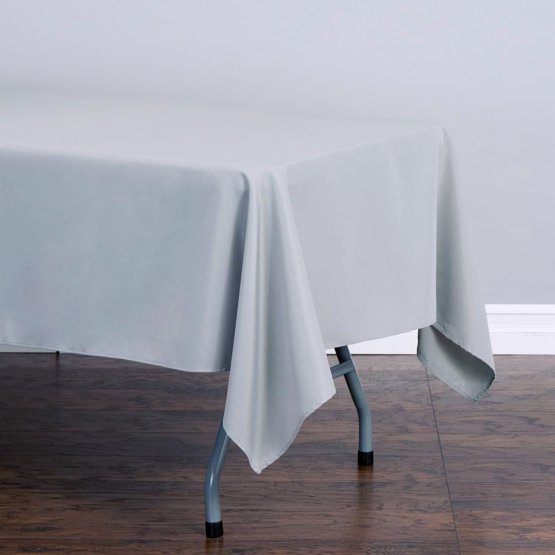 Ltc Linens 10 Pack Rectangular Tablecloths Silver 60 X 126 Inch For 8 Ft Rectangle Banquet Tables With Half-Drop - Stain And Wri