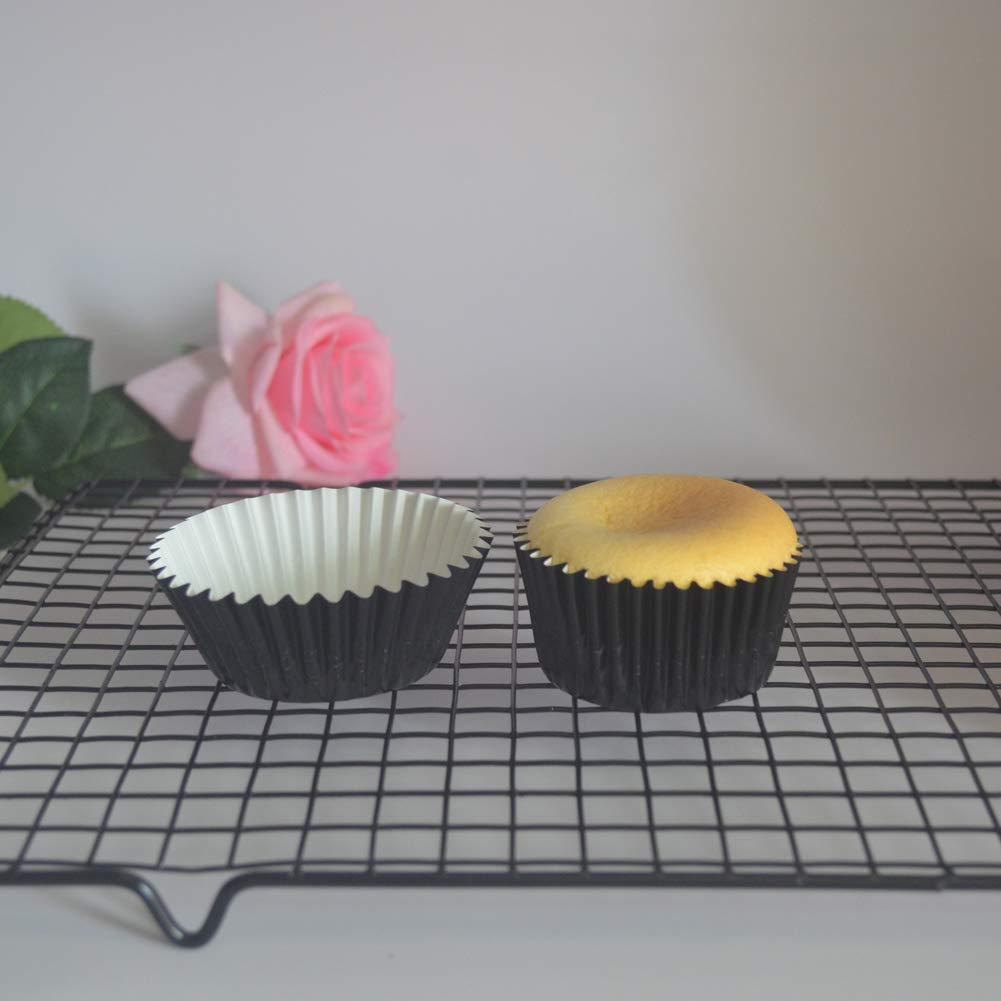 Huaswan Classic Black Paper-Lined Foil Cupcake Liners Standard Baking Cups For Party And More, 120-Count