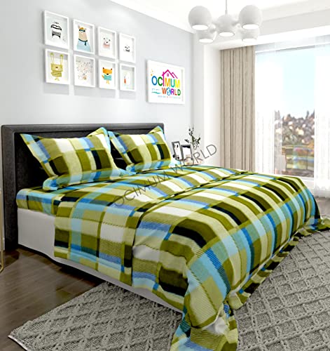 Morado Woollen Heavy Fleece Warm 210 Tc Checkered Double Bedsheet With Two Pillow Covers With Zipper For Winters (90X100 Inches,