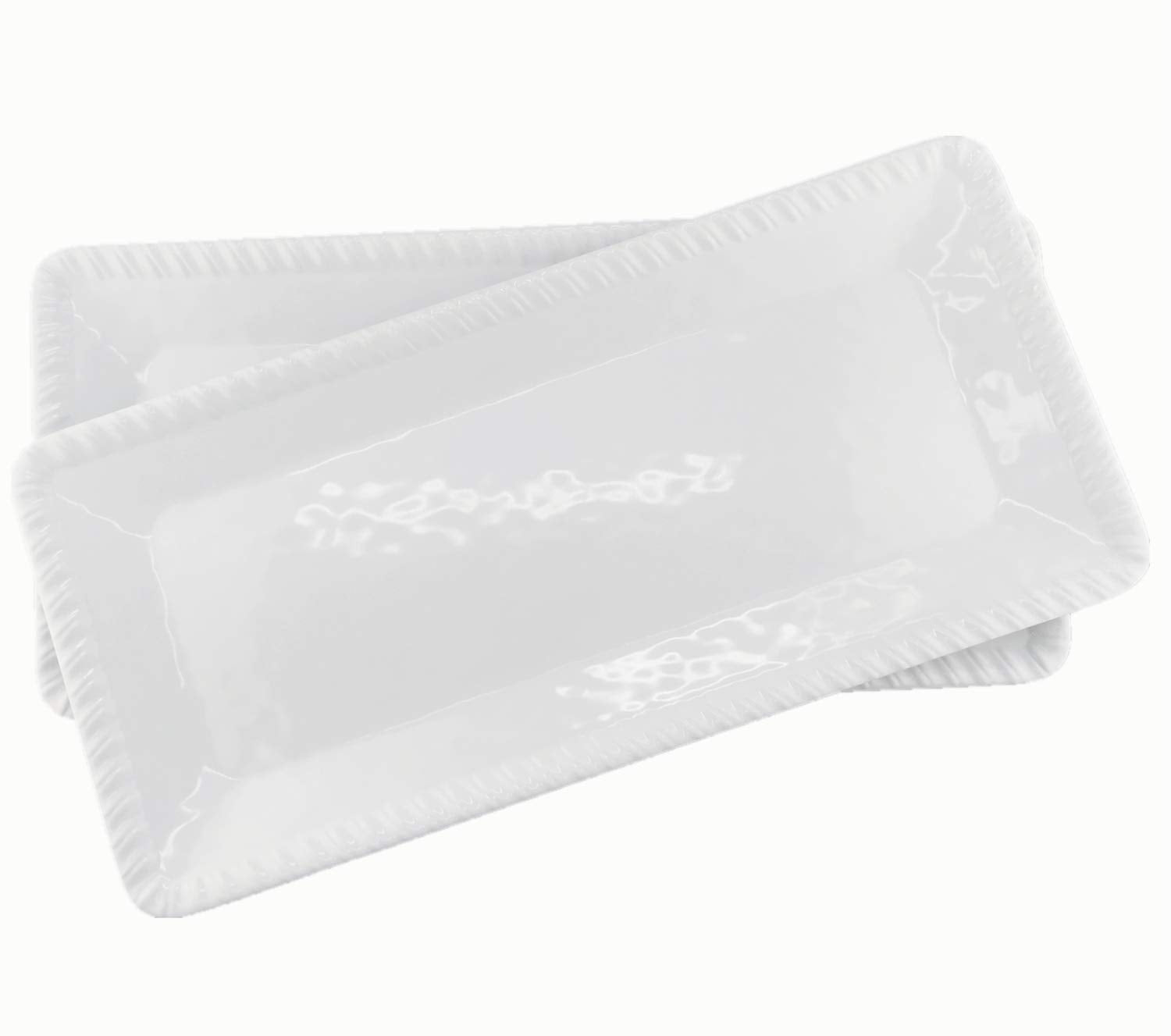 Kx-Ware 17-Inch Melamine Serving Tray/Platters Set Of 2, White & Rectangular | 100% Melamine,Dishwasher Safe,Bpa Free