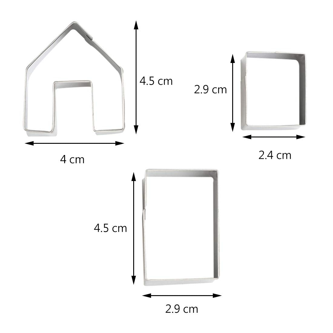 Zavaca 3 Pcs Stainless Steel Christmas Mini House Mold Gingerbread Cookie Cutter Set Cupcake Chocolate House (Small)