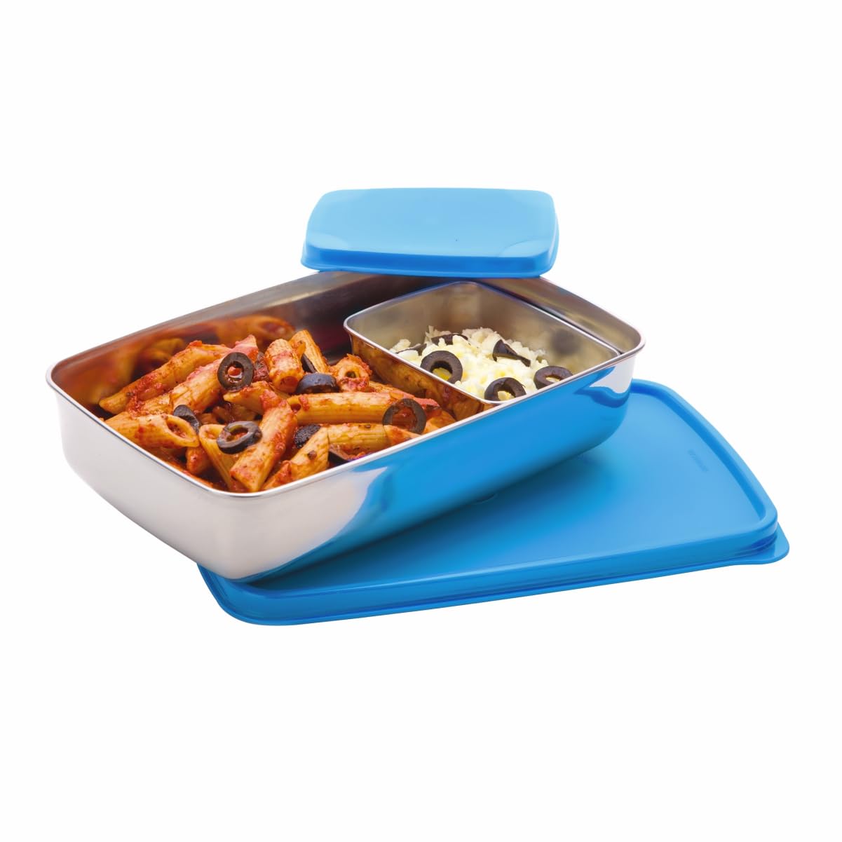 SignoraWare Compact Stainless Steel Big Lunch Box | Two Compartment Tiffin | Airtight & Leakproof | Useful for Travelling, Picni