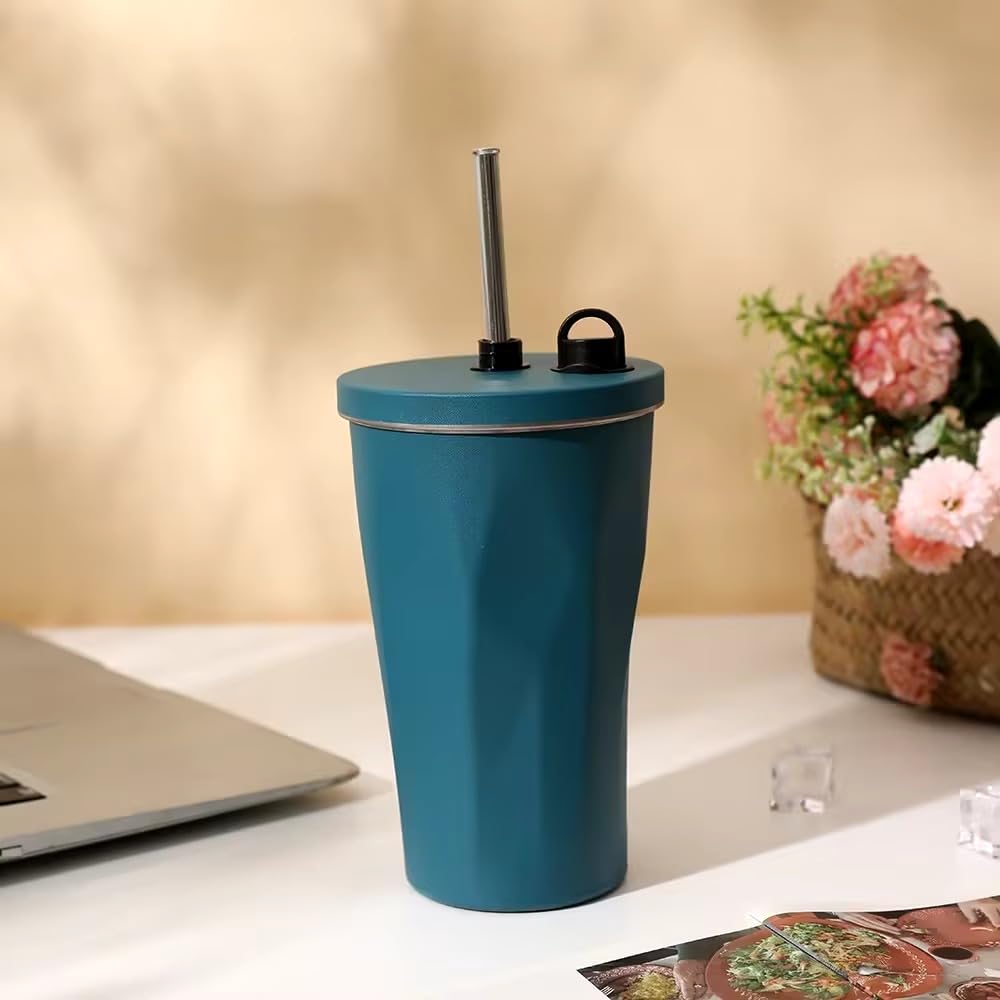 Wosta VacuumInsulated Tumbler Cup With Straw, Stainless Steel, Wide Mouth, Home Office, Outdoor, Retains Heat And Cold, Lid Inc