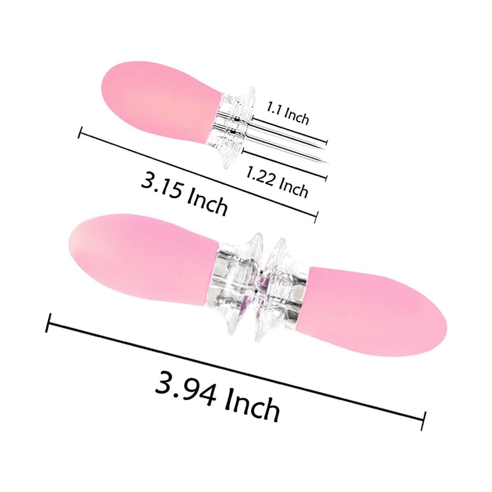 16Pcs/8 Pairs Pink Corn Holders,Peouwnes Stainless Steel Corn Cob Holders Corn On The Cob Skewers, Corn On The Grill, Interlocki