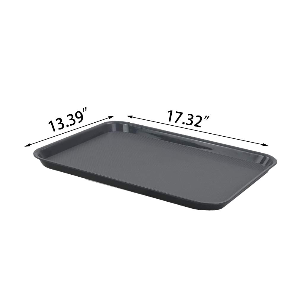 Nesmilers Plastic Fast Food Trays, Cafeteria Trays, 4 Pack Serving Trays (Grey)