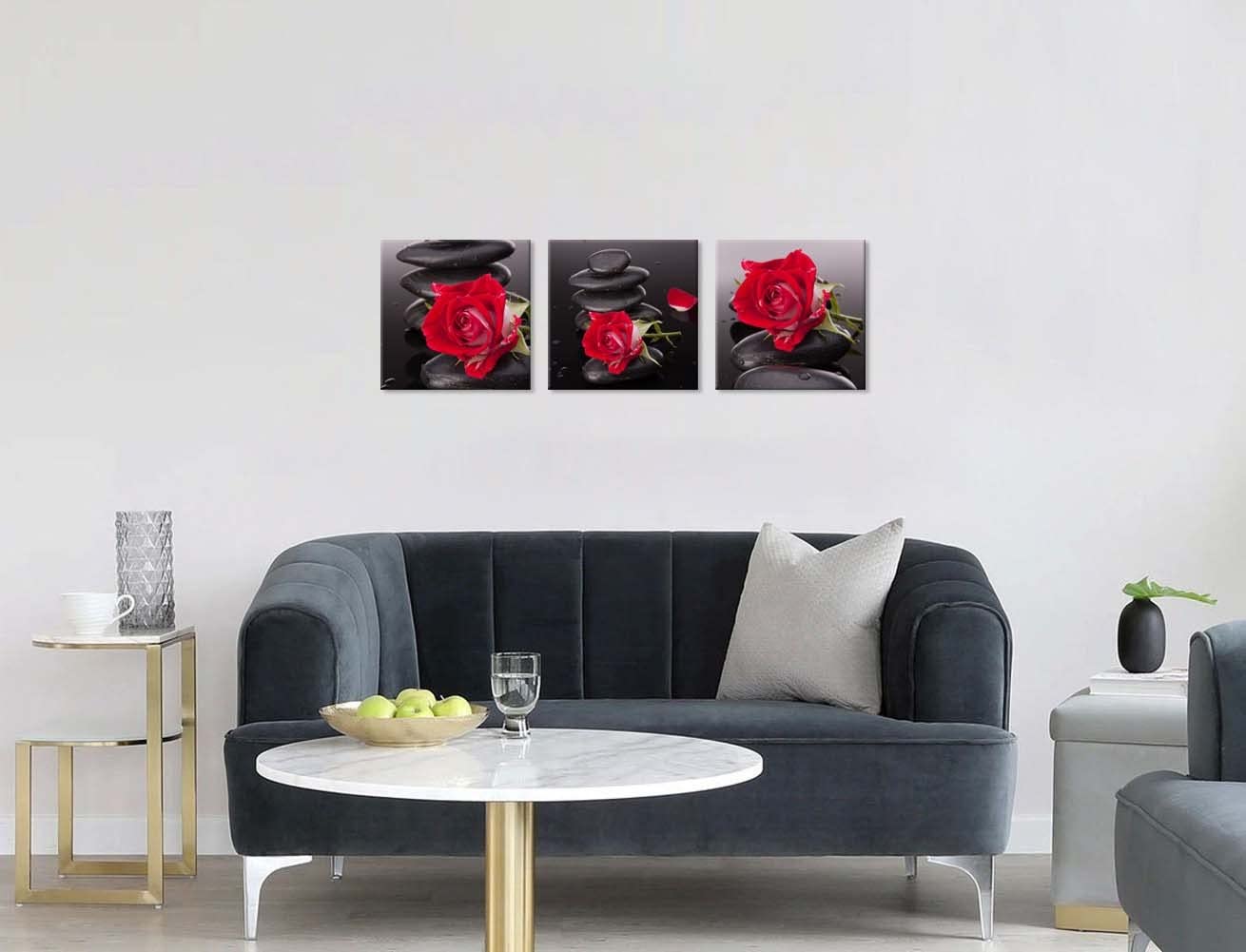 Nan Wind Red Canvas Wall Art Bedroom Wall Decor Black And White Zen Stones Spa Wall Art Rose Pictures For Living Room Kitchen Ho