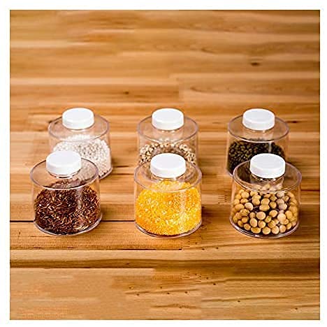 Citaaz Acrylic Transparent Spice Tower Container Set, 6 Bottle Spice Rack, Spice Tower, Space Saving Kitchen Spice Jars, Herbs, 