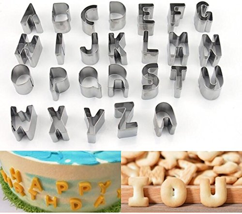 Mini Alphabet Number Cookie Cutters Sets Of 37 Pieces Letter Mold Tools For Fondant Biscuit,Cake,Fruit,Vegetables,Or Dough Stain