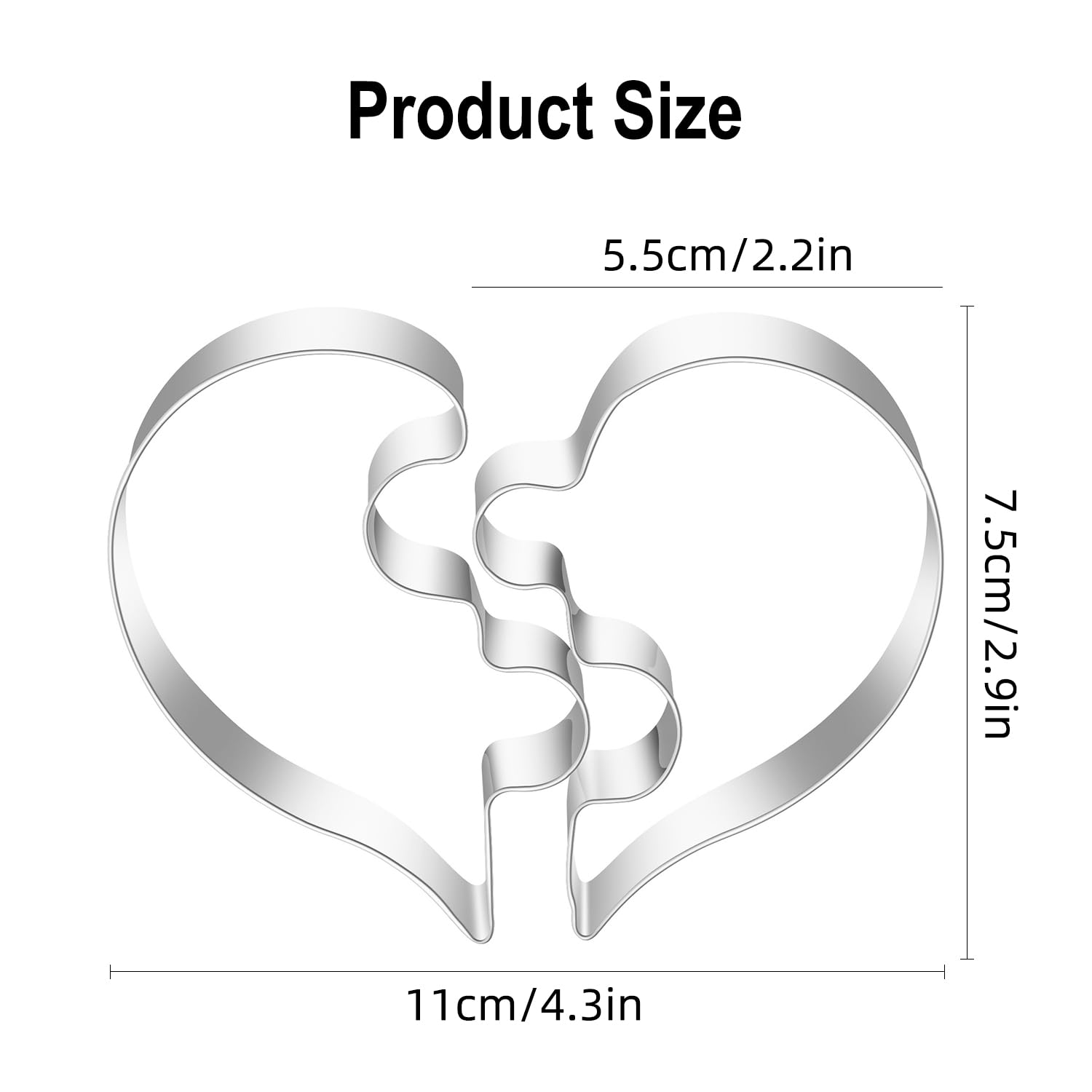 Kalaien Valentine Heart Shaped Cookie For Two Cutters Heart Puzzle Cookie Cutters